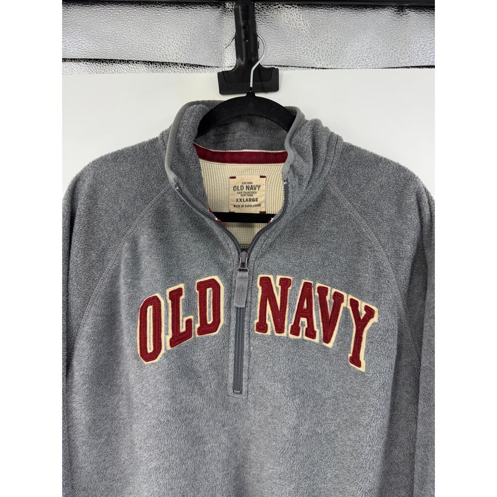 Y2K Old Navy Mens Fleece 1/4 Zip Pullover Sweatshirt Size 2X Gray Outdoor - Picture 3 of 9